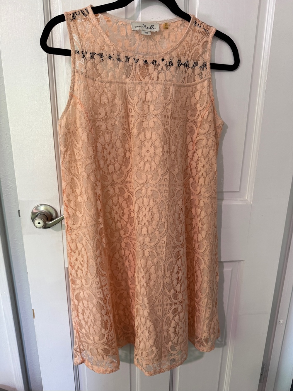 Simply Noelle Peach Lace Sleeveless Shift Dress S/M